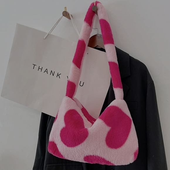 NEW RETRO HEART Y2K PLUSH SHOULDER BAG - Picture 4 of 7